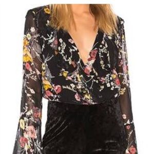 Floral, flare sleeve body suit